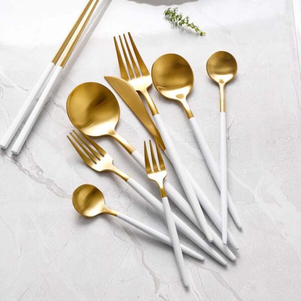 Gold Stainless Steel Cutlery Set Tableware Dinnerware Dining Utensils Kitchen Accessories Style Degree Sg Singapore