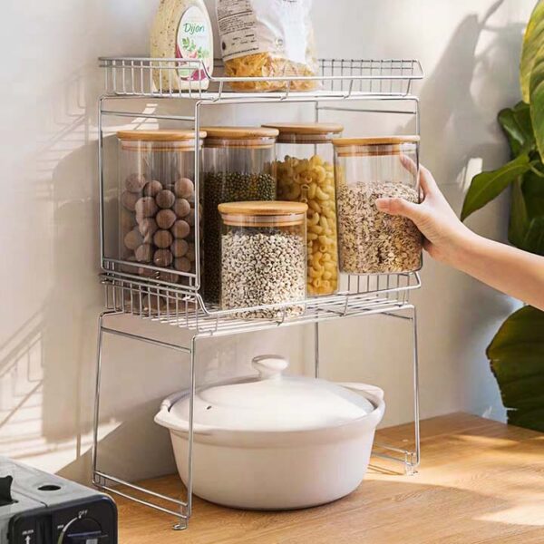 Stainless Steel Stackable Rack Kitchen Cabinet Pots Pans Countertop Bathroom Shelf Style Degree Sg Singapore