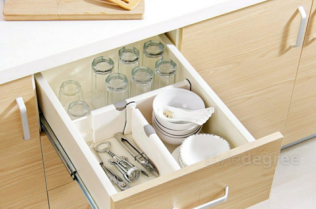 adjustable drawer divider, closet divider, kitchen cabinet divider organizer organiser, drawer divider, Style Degree, Singapore, SG