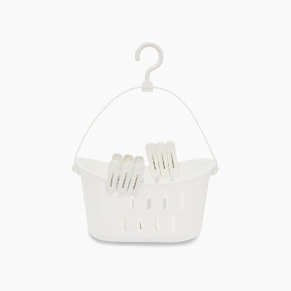 Laundry Clothes Peg & Clips (With Basket) Simple Minimalistic Clothes Peg For Laundry White Clothes Peg For Drying Clothes Style Degree Singapore Sg