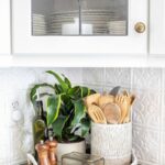 Kitchen tray with large plant, Kitchen tray under white cupboard, Kitchen tray with condiments, Style Degree, Singapore, SG, StyleMag.