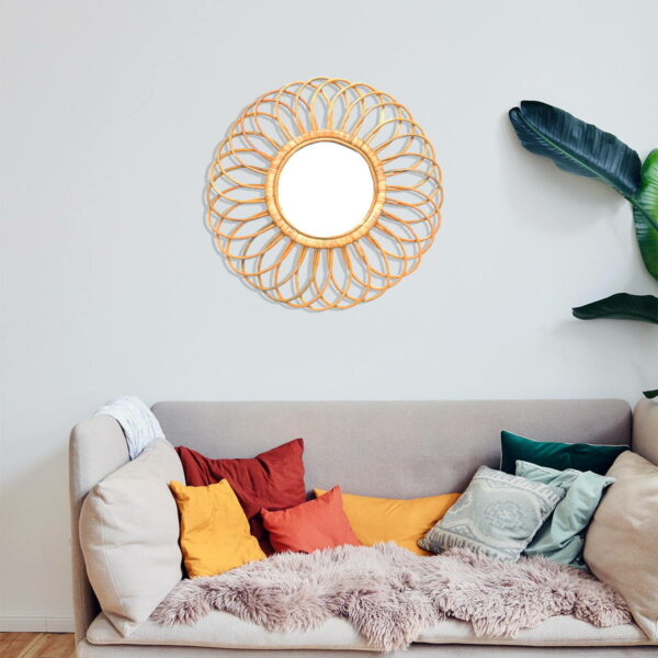 Rattanly Wall Mirror Entryway Hall Living Bedroom Decorative Accessory Round Large Handmade Bohemian Coastal Exotic Traditional Natural Style Degree Sg Singapore