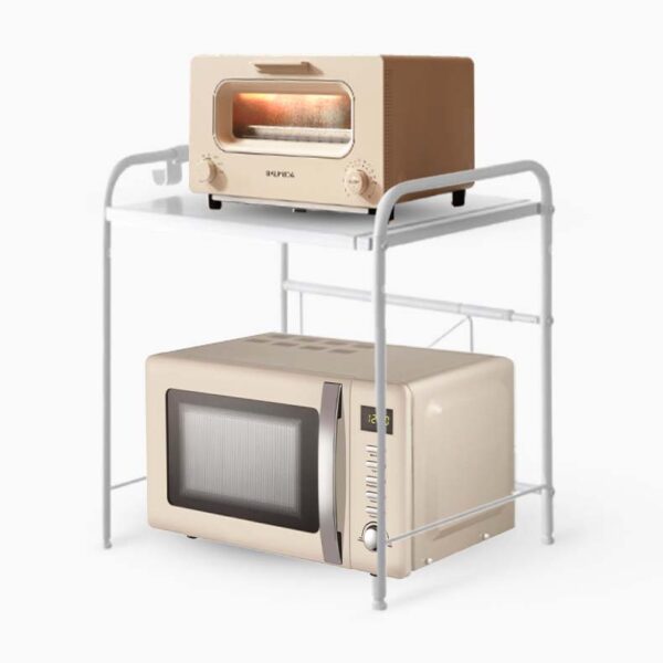 Extendable 2-Tier Microwave Storage Shelf Home Kitchen Countertop Oven Adjustable Rack Nordic Rustic Modern Style Degree Sg Singapore