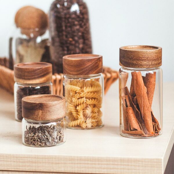 Scandinavian Mini Herb & Condiments Containers Spice Jar Organizer Spice Jar Storage With Labels Glass Spice Jar Small Jar With Wooden Lid Style Degree Sg Singapore