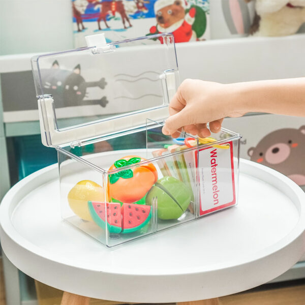 Kids Clear Mini Storage Box (With Dividers) Transparent Art Tool Box Small Toy Box For Colour Pencils Markers Arts and Craft Plastic Storage Container With Latch Lock And Handle Style Degree Sg Singapore