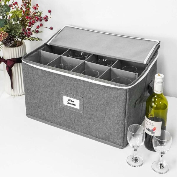 Collapsible Wine Glass Storage Organizer Storage Box With Dividers Christmas Ornaments Storage Box Stemware Storage Case Protective Storage Case For Glassware Style Degree Singapore Sg