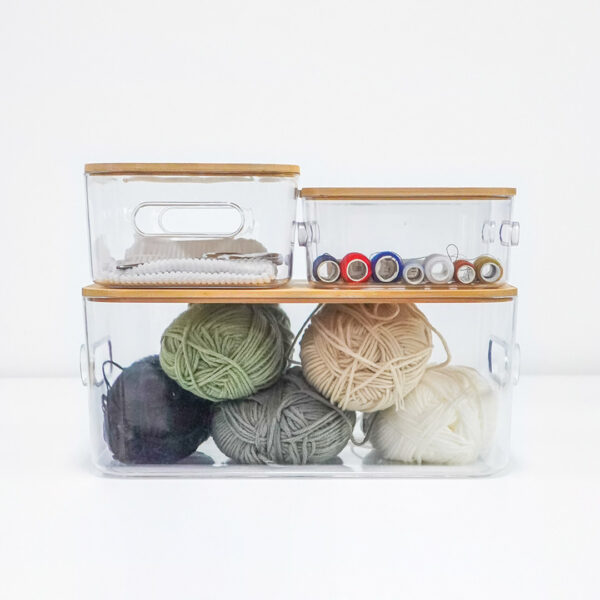 Bamboo Storage Box Transparent Plastic Storage Box With Bamboo Lid Multi-purpose Storage Bins With Bamboo Lids Style Degree Singapore Sg