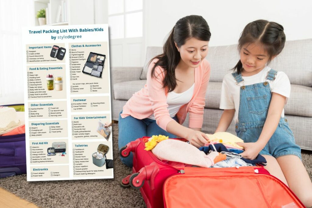 Travel packing list with baby or kids singapore mum singapore family
