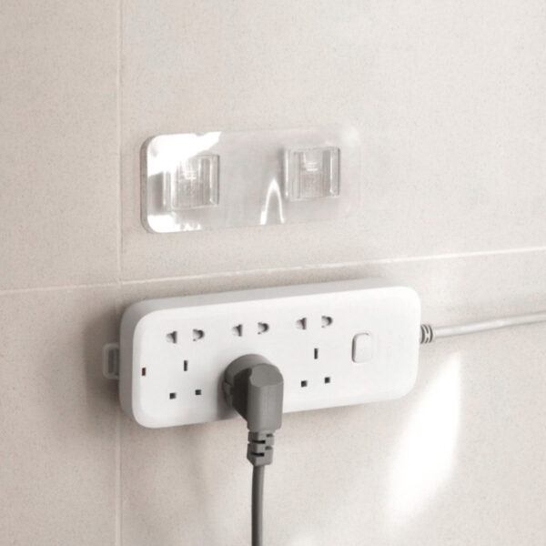 Stick & Clip Wall Mount Holder (3pc Set) Extension Cord Wall Holder Adhesive Style Degree Singapore Sg