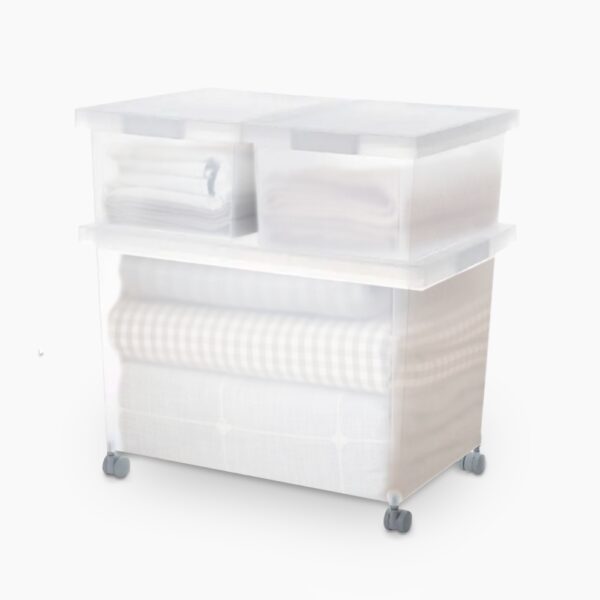 Frosted Stackable Storage Box (With Wheels) Transculent Storage Box Large Plastic Storage Box For Home Storage Box With Lid And Wheels Storage Box For Bed Linen Home Style Degree Sg Singapore