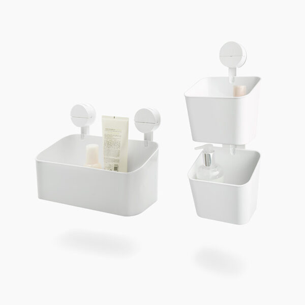 Press & Lock Suction Wall Basket With Suction Cup Bathroom Wall Caddy Organizing Caddy Holder Bathroom Caddy Wall Holder Suction Wall Shelf With Drainage Pores Style Degree Singapore Sg