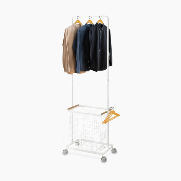 Scandinavian Clothes Stand with Laundry Basket Clothes Stand Hanger Clothes Rack With Wheels Clothes Hanger Stand Mutli-Clothes Stand Sturdy Metal Clothes Stand Style Degree Singapore Sg